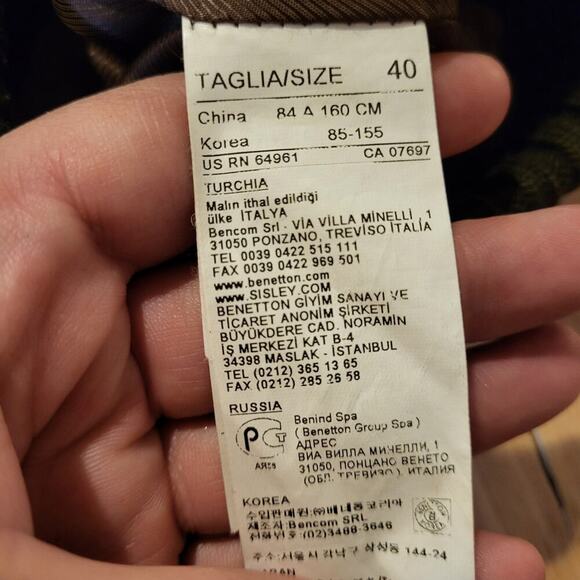 Vintage Benetton houndstooth vest brown trim cap sleeve wool blend small - Picture 14 of 16